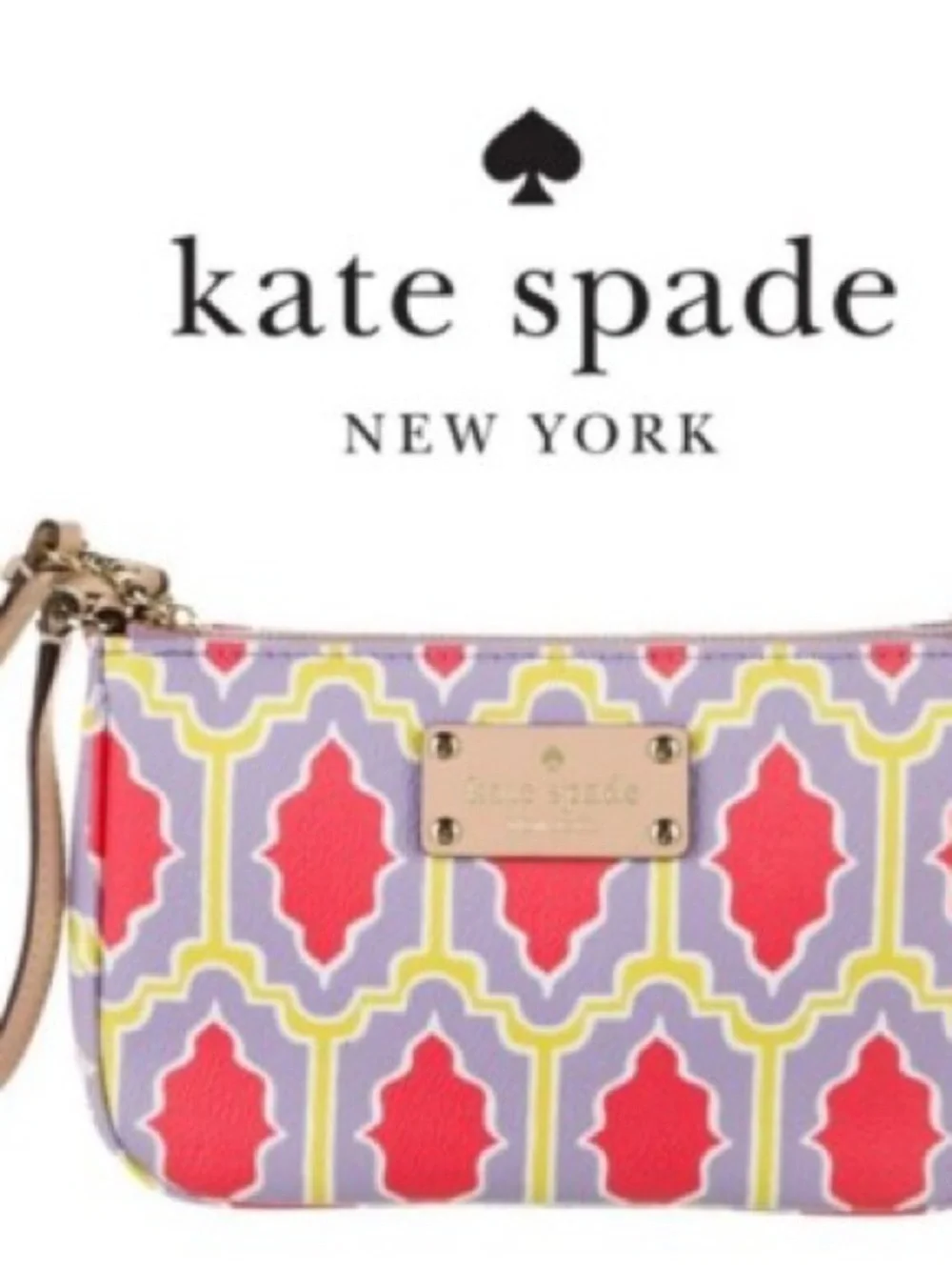 kate spade Purple, Coral & Yellow Patterned Wristlet